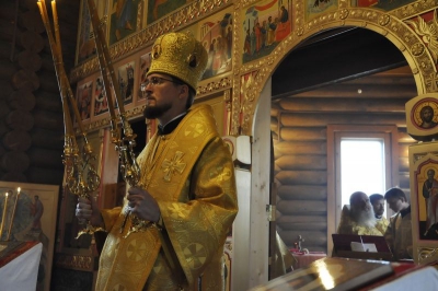 Епископ Флавиан совершил Литургию в храме Рождества Иоанна Предтечи села Мякса