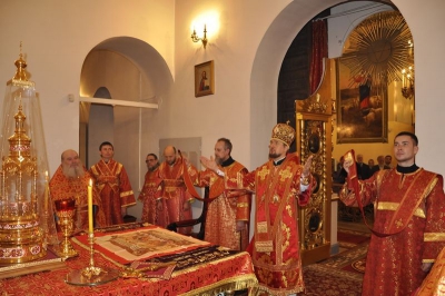 В праздник Светлого Христова Воскресения епископ Флавиан совершил торжественное богослужение в Воскресенском соборе