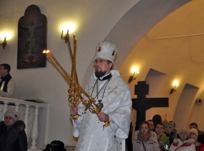 Епископ Флавиан возглавил Рождественскую утреню в престольный праздник храма Рождества Христова