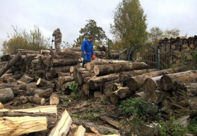 Казаки заготовили дрова для отопления храма зимой