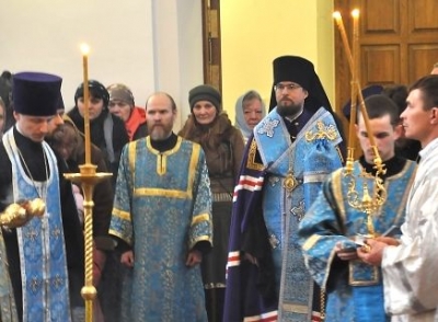 Епископ Флавиан совершил всенощное бдение в канун праздника Благовещения Пресвятой Богородицы