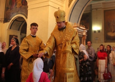 Владыка Флавиан возглавил богослужение в Воскресенском соборе города Череповца