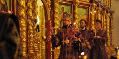 Накануне памяти Свт. Флавиана исп., патриарха Цареградского, епископ Флавиан совершил Утреню с полиелеем